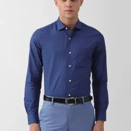 Peter England Blue Cotton Slim Fit Printed Shirt-picture-13