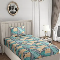 HIDECOR Super soft glace cotton printed Single Bed bedsheet with 1 pillow cover-picture-31