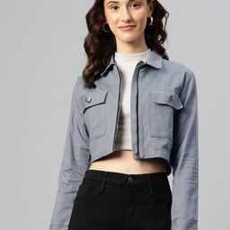 Popnetic Pure Cotton Crop Tailored Jacket-38