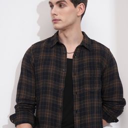 HIGHLANDER Men Slim Fit Opaque Checked Casual Shirt-image-60