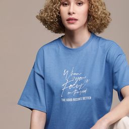 The Roadster Life Co. Typography Printed Drop-Shoulder Sleeves Oversized T-shirt-image-4