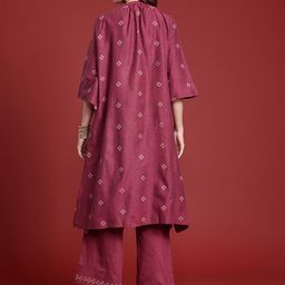 Anouk Woven Design Regular A-Line Kurta With Palazzos image 4