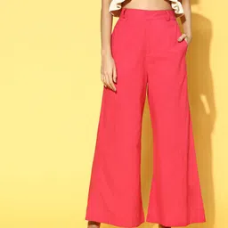 SASSAFRAS Women Red High-Rise Trousers-picture-41