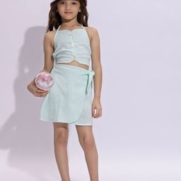 taffykids Girls Halter Neck Pure Cotton Top With Skirt-picture-1