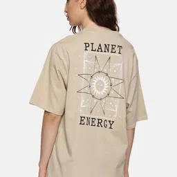 MORSE CODE Women Graphic Printed Round Neck Cotton Oversized T-shirt-picture-32