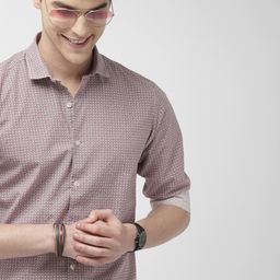 Mast & Harbour Men Maroon & White Printed Casual Sustainable Shirt-image-74
