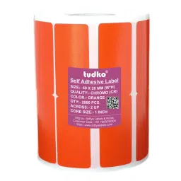Tudko 40x20 mm 80 GSM 2 UP Self Adhesive Paper Label Orange-image-68