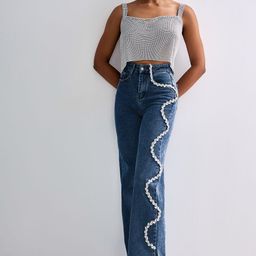 Wear Your Words Women Wide Leg High-Rise Embellished Jeans-image-63