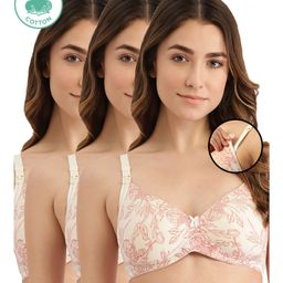 Inner Sense Pack Of 3 Organic Antimicrobial Padded Non Wired Feeding Bra - Peach-image-24