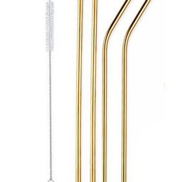 Adore Golden Stainless Steel Straw with Cleaning Brush Pack of 5 - Golden-image-54