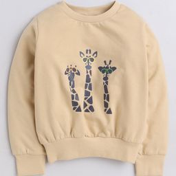 Aww Hunnie Full Sleeves Giraffe Printed Cotton Terry Autumn Winter Sweatshirt - Beige-image-17
