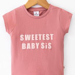 Ollypop Cotton Knit   Half Sleeves  T-Shirt with Text Print-  Salmon Pink-12