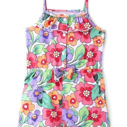 Babyhug Single Jersey Sleeveless Jumpsuit Floral Print - Multicolour-image-28