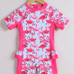 Mark & Mia Half Sleeves Legged Swimsuit with Flamingo Print - Pink-image-78