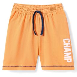 Babyhug Cotton Shorts with Text Print - Orange-image-90