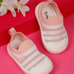 ONYC Mesh Detailed & Striped Shoes - Peach-image-55