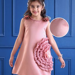 Mark & Mia Woven Sleeveless Party Dress With Floral Corsage - Pink-image-46
