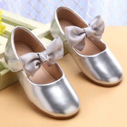 Babyoye Velcro Closure Ballerina With Bow Applique - Silver-picture-40