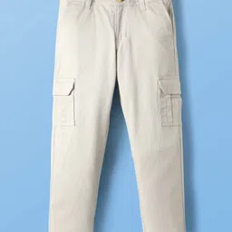 Pine Kids Cotton Woven Full Length Solid Coloured Trousers With Side Pockets - Beige-picture-26