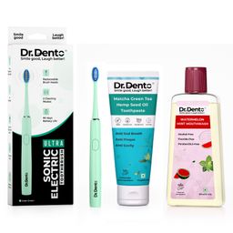 Dr. Dento Ultra Sonic Electric Toothbrush - Jade Green with Matcha Green Tea Toothpaste 125 g and Watermelon Mint Mouthwash 300ml-image-80