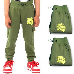 SuperBottoms Cotton Blend Knit Pack Of 3 See The Good Text Printed Joggers - Olive Green-image-59