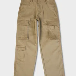 Pepe Jeans Cotton Woven Full Length Solid Coloured Cargo Pants With Stretch - Khaki-picture-6