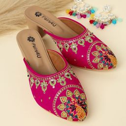 Pairs4U Women Embellished Block Mules-21