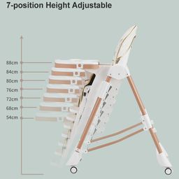 fab n funky Multifunctional Baby High Chair with 7 level Height Adjustment and 3 level Recliner Seat with Removable Soft PU Cushion - White image 2
