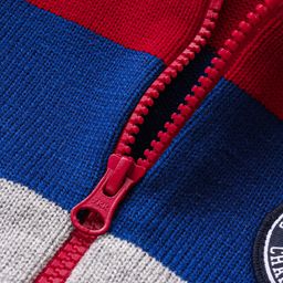 Babyhug Knitted Full Sleeves Hooded Front Open Sweater with Colour Block Design & Patch Applique - Red image 4
