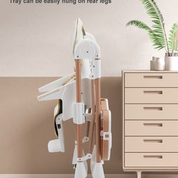 fab n funky Multifunctional Baby High Chair with 7 level Height Adjustment and 3 level Recliner Seat with Removable Soft PU Cushion - White image 5