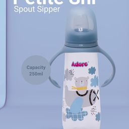 Adore Petite Snr! The Long Narrow Neck Soft spout sipper with Twin Handle 250ml- Blue image 5