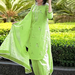 Anni Designer Women Ethnic Motifs Printed Regular Kurta with Harem Pants & With Dupatta-picture-34