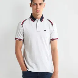 Arrow White Cotton Regular fit Solid Polo T-Shirt-picture-5