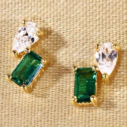 The Real Effect London Celosia Gold Plated Green Emerald Earrings-30