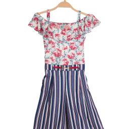 Peppermint Kids Navy Striped Jumpsuit-image-46