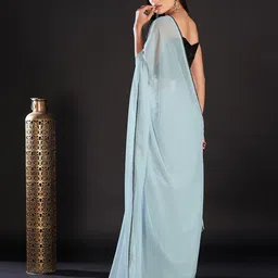 KALINI Embellished Solid Saree with Matching Blouse image 4