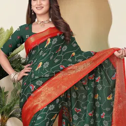 SUPERLAXMI Ethnic Motifs Zari Silk Blend Saree image 4