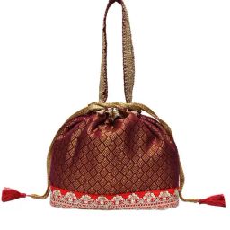Rocia Maroon PU Printed Potlis For Women image 2
