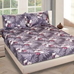 Romee Grey Cotton Floral Bed Sheets-67