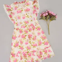 Pantaloons Junior Girls Lily White & Pink Floral Casual Dresses-image-94