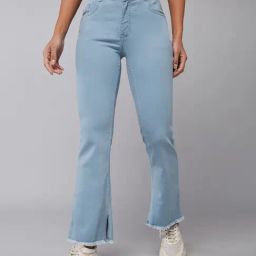 DOLCE CRUDO Blue High Rise Stretchable Jeans-image-40