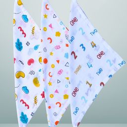 BAESD Pack Of 3 Printed Pure Cotton Baby Wash Cloths-image-107