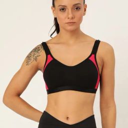 Lady Lyka Black Non Wired Non Padded Sports Bra-image-1