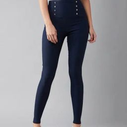 DOLCE CRUDO Navy Slim Fit Treggings-image-80