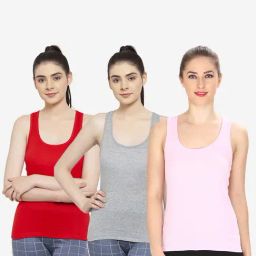 Friskers Multicolor Cotton Camisole (Pack Of 3)-image-74