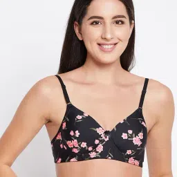 Clovia Black Floral Print T-Shirt Bra-picture-5