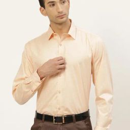Sojanya Beige Cotton Regular Fit Checks Shirt-image-18