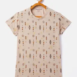 Crimsoune Club Kids Beige Printed T-Shirt-image-61