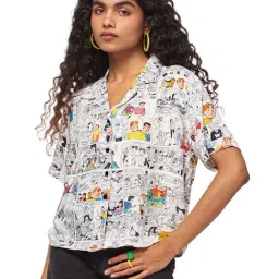 The Souled Store Grey Rayon Printed Shirt-image-37