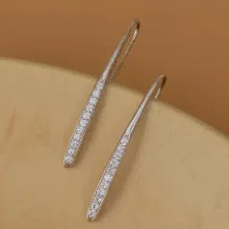 ornate jewels 925 Silver AAA Grade American Diamond Single Line Dangler Earrings for Women & Girls-picture-17